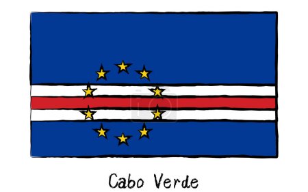 Ilustración de Banderas del mundo dibujadas a mano analógicas, Cabo Verde, Vector Illustration - Imagen libre de derechos
