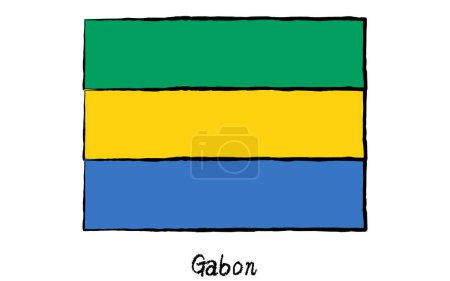 Analog hand-drawn world flag, Gabon, Vector Illustration