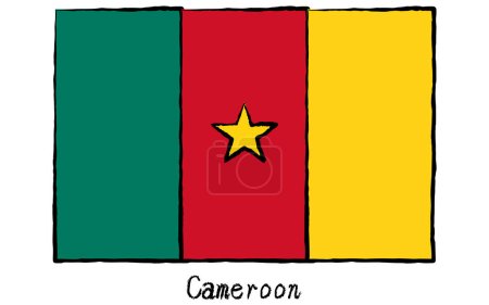 Analog hand-drawn world flag, Cameroon, Vector Illustration