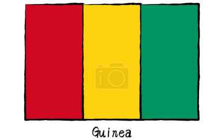 Analog hand-drawn world flag, Guinea, Vector Illustration