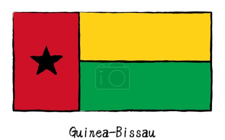 Analog hand-drawn world flag, Guinea-Bissau, Vector Illustration