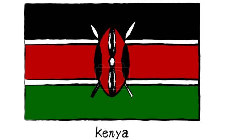 Analog hand-drawn world flag, Kenya, Vector Illustration