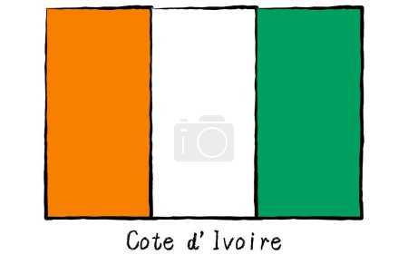 Analog hand-drawn style World Flag, Cote d'Ivoire, Vector Illustration