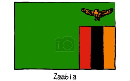 Analog hand-drawn world flag, Zambia, Vector Illustration