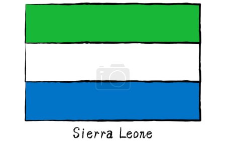 Analog hand-drawn style World Flag, Sierra Leone, Vector Illustration
