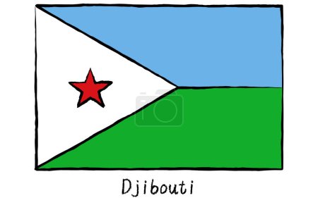Analog hand-drawn world flag, Djibouti, Vector Illustration