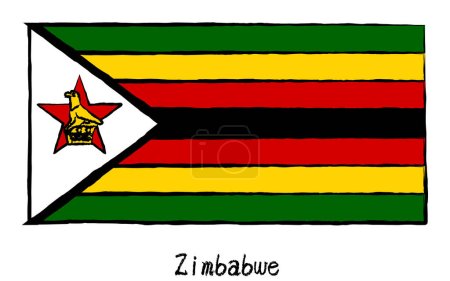 Analog hand-drawn world flag, Zimbabwe, Vector Illustration