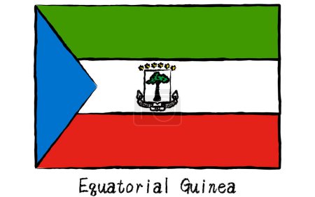 Analog hand-drawn world flag, Equatorial Guinea, Vector Illustration