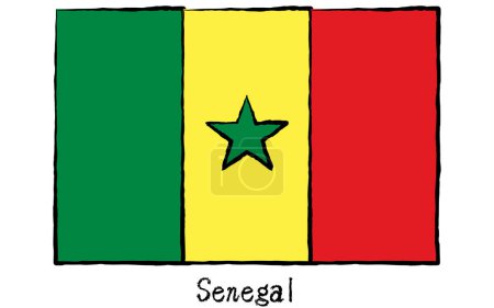 Analog hand-drawn world flag, Senegal, Vector Illustration