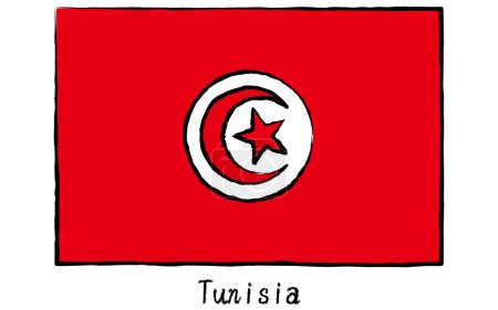 Analog hand-drawn world flag, Tunisia, Vector Illustration