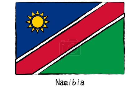 Analog hand-drawn world flag, Namibia, Vector Illustration