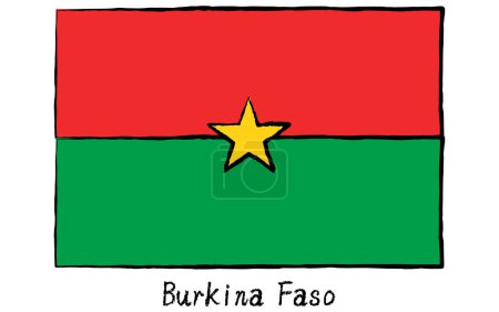 Analog hand-drawn world flag, Burkina Faso, Vector Illustration