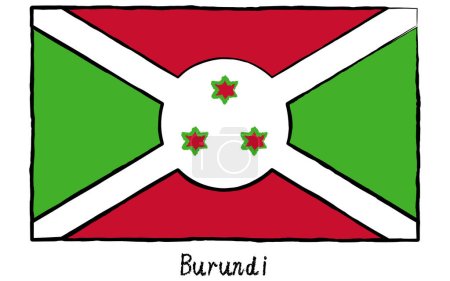 Analog hand-drawn world flag, Burundi, Vector Illustration