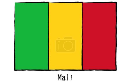 Analog hand-drawn world flags, Mali, Vector Illustration