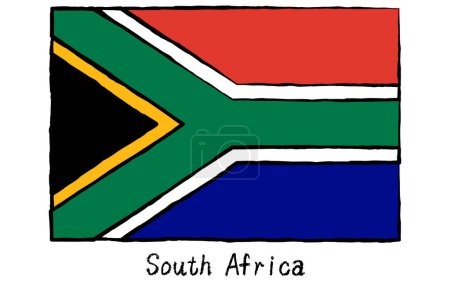Analog hand-drawn world flag, South Africa, Vector Illustration