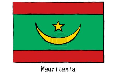 Analog hand-drawn world flag, Mauritania, Vector Illustration