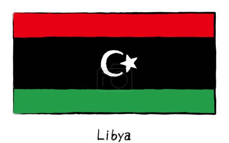 Analog hand-drawn world flags, Libya, Vector Illustration