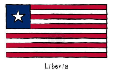 Analog hand-drawn world flag, Liberia, Vector Illustration