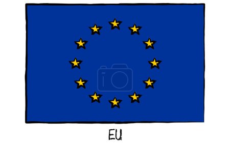 European Union flag, hand-painted style, Vector Illustration