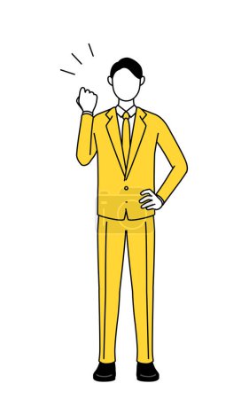 Einfache Zeichenillustration eines Geschäftsmannes im Anzug, der mit Mut posiert.