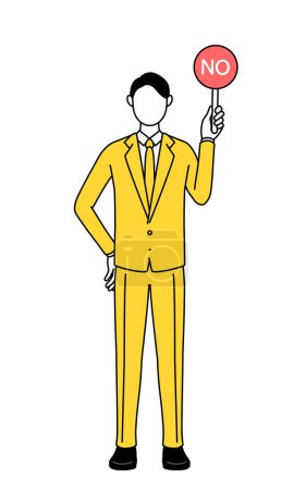 Illustration simple d'un homme d'affaires en costume tenant une barre de buts indiquant des réponses incorrectes.