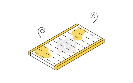 Home renovation, old tatami mats, simple isometric illustration, Vector Illustration
