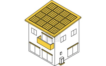 Home renovation, house with solar panels for photovoltaic power generation, simple isometric illustration, Vector Illustration