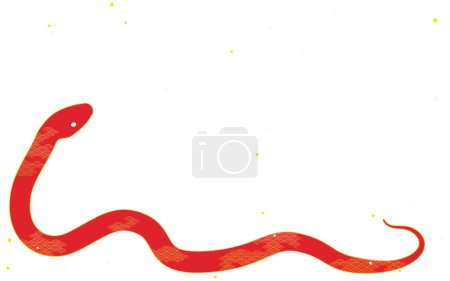 Japanisch gemusterte rote Schlange und goldenes Konfetti, Vector Illustration
