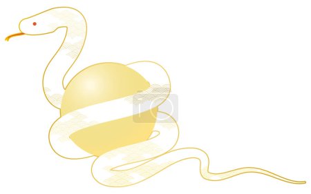 Material de la tarjeta de Año Nuevo para el año de la serpiente 2025, Serpiente sosteniendo una joya, Vector Ilustración