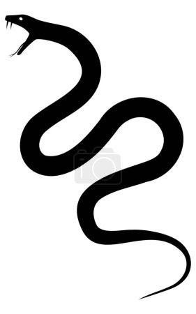 Material de la tarjeta de Año Nuevo para el año de la serpiente 2025, silueta de una serpiente con colmillos, Vector Illustration