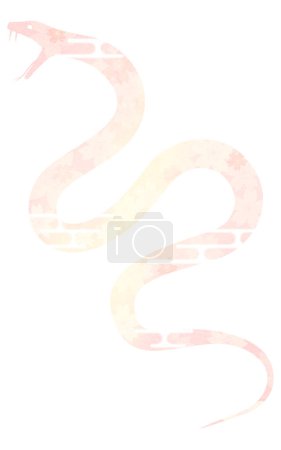 Material de la tarjeta de felicitación de Año Nuevo para el año de la serpiente 2025, silueta floral de una serpiente con colmillos, Vector Illustration