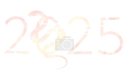 New Year's greeting card material for the year of the snake, 2025, with the number 2025 and a floral silhouette of a snake, Vector Illustration