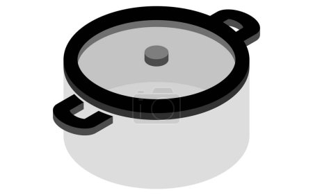 Cookware: pot with lid, isometric illustration, Vector Illustration
