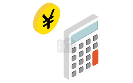 Rental: Calculator and money symbol (image of rent budget), isometric illustration, Vector Illustration