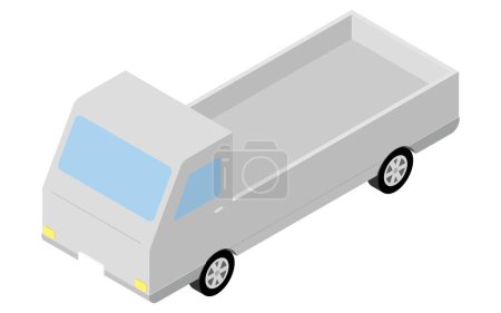 Ilustración de Alquiler: Camión de cuerpo plano, ilustración isométrica, ilustración isométrica, ilustración vectorial - Imagen libre de derechos