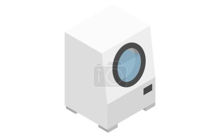White appliances: drum-type washer/dryer, isometric illustrations, Vector Illustration
