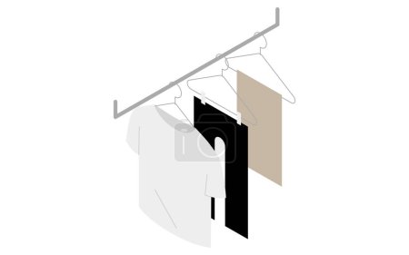Laundry drying in room, isometric illustration, Vector Illustration