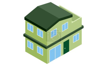 Mietobjekt: Gebäude (freistehendes Einfamilienhaus), isometrische Darstellung, Vektorillustration