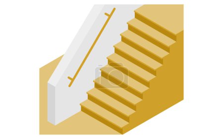 Home remodeling, caregiver remodeling to add handrails to stairs, isometric illustration, Vector Illustration