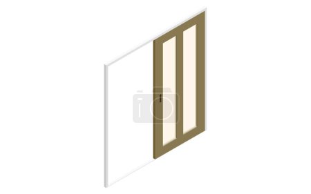 Home renovation, care renovation to replace sliding door, isometric illustration, Vector Illustration