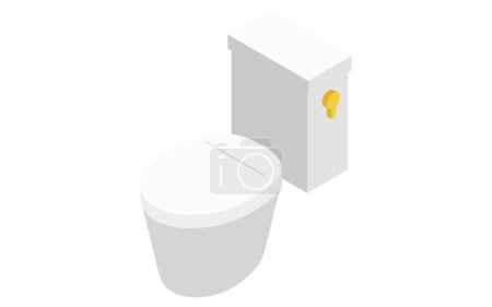 Hausrenovierung, Toilettenspülung mit Tank, isometrische Darstellung, Vektorillustration