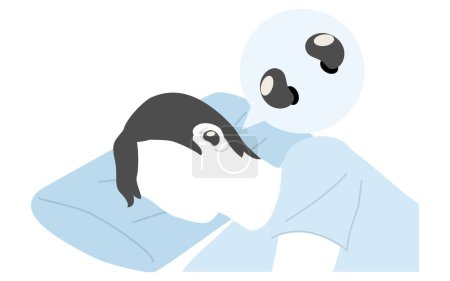 Illustration of a sleeping phone, a handy noise reduction product, Vector Illustration