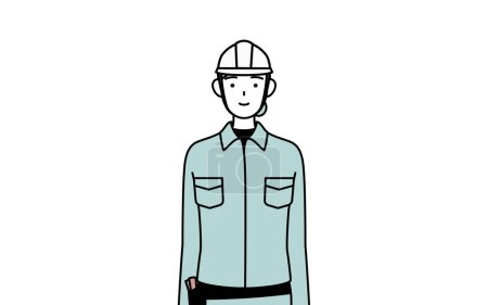 Ingenieurin in Helm und Arbeitskleidung mit einem Lächeln nach vorne, Vector Illustration