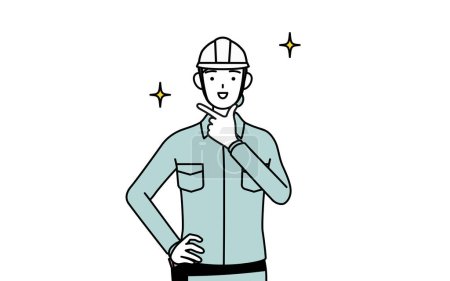 Female engineer in helmet and work wear in a confident pose, Vector Illustration