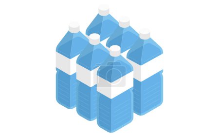 Notfall-Set aus Mineralwasser, einfache isometrische Illustration, Vektorillustration