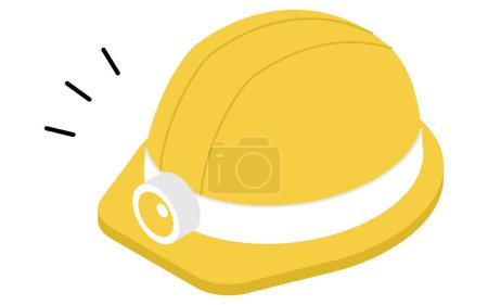 Eemergency kit de casco con faro, ilustración isométrica simple, ilustración vectorial