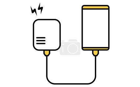 Icono de dibujo de línea simple del kit de emergencia, batería móvil para recargar teléfonos móviles, ilustración vectorial