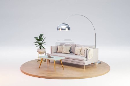 Téléchargez les photos : Décor isolé de meubles de salon sur fond ; Illustration 3D - en image libre de droit