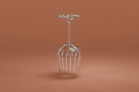 upside down wine glass standing on surface isolated on infinite background; 3D rednering