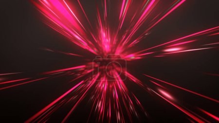 Abstract red background with rays of light and speed motion blur background.